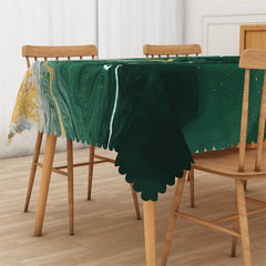 Lofaris Bottle Green Gold Wave Pattern Rectangle Tablecloth