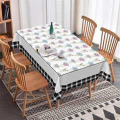 Lofaris Bottle Lavenders Repeat Black Plaid Dining Tablecloth