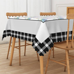 Lofaris Bottle Lavenders Repeat Black Plaid Dining Tablecloth