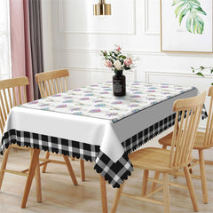 Lofaris Bottle Lavenders Repeat Black Plaid Dining Tablecloth