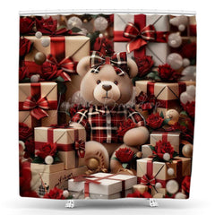 Lofaris Bow Knot Gifts Bear Valentines Day Shower Curtain