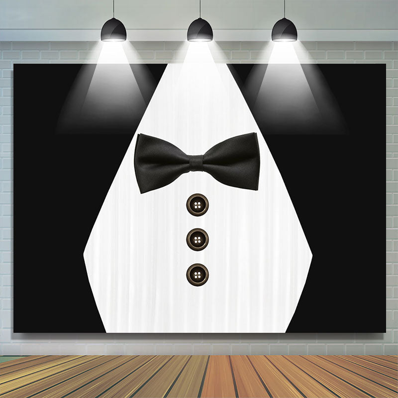 Lofaris Suit Bow Tie Button Black And White Party Backdrop