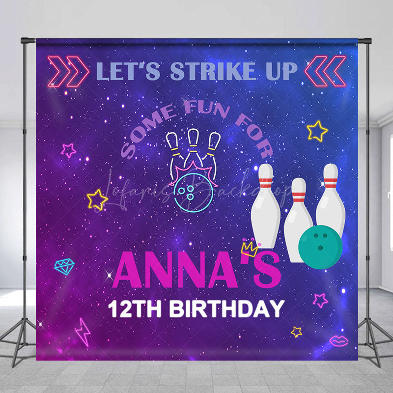 Lofaris Bowling Game Night Custom 12th Birthday Backdrop