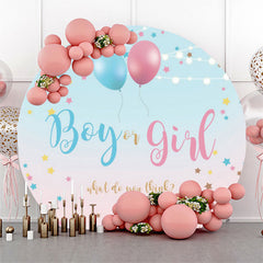 Lofaris Boy Or Girl Balloon Gender Reveal Round Backdrop