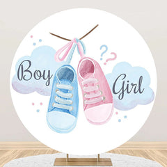 Lofaris Boy Or Girl Sneakers Round Gender Reveal Backdrop