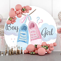 Lofaris Boy Or Girl Sneakers Round Gender Reveal Backdrop