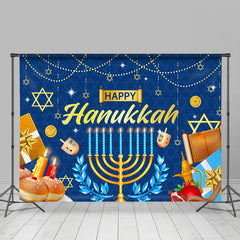 Lofaris Bread Blue Shiny Candle Happy Hanukkah Backdrop