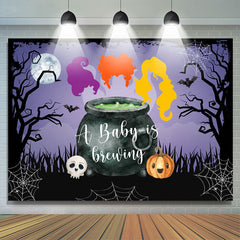 Lofaris Brewing Purple Halloween Night Baby Shower Backdrop