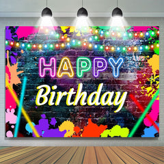 Lofaris Brick Colorful Graffiti Lights Birthday Backdrop