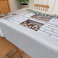 Lofaris Brick Fireplace Christmas Tree Tablecloth For Kitchen