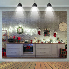 Lofaris Brick Wall Cupboard Photography Christmas Backdrop