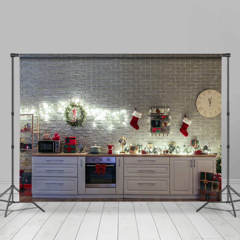 Lofaris Brick Wall Cupboard Photography Christmas Backdrop