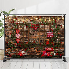 Lofaris Brick Wall Floral Vines Valentines Day Backdrop