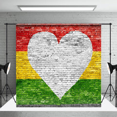 Lofaris Brick Wall Love Reggae Stripe Juneteenth Backdrop