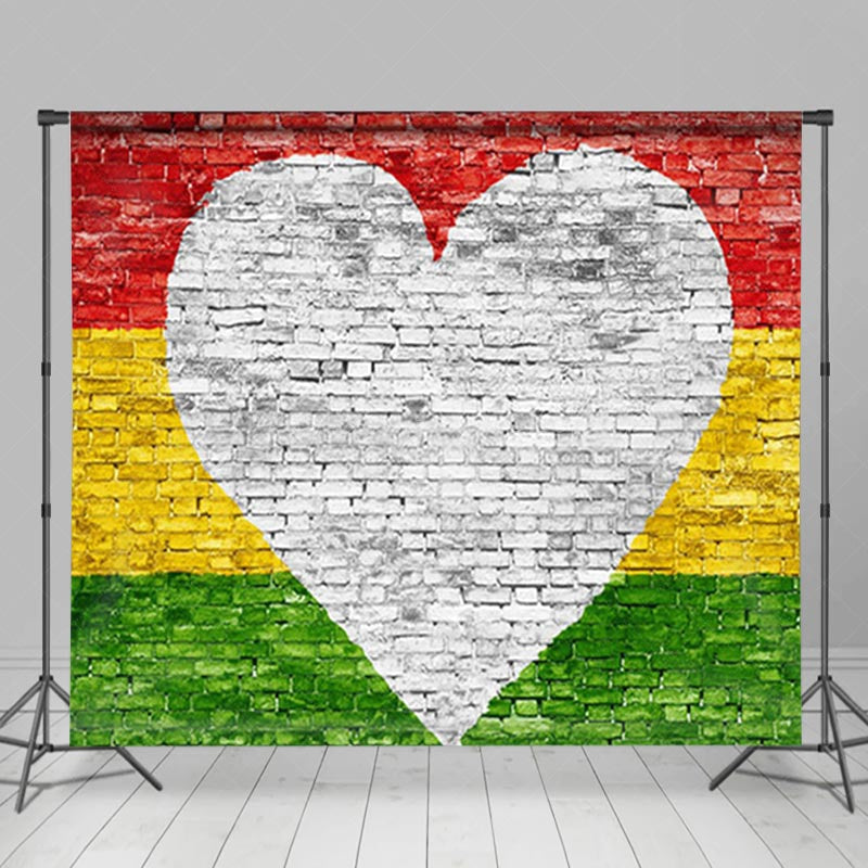 Lofaris Brick Wall Love Reggae Stripe Juneteenth Backdrop