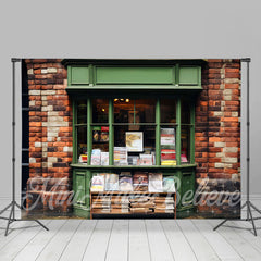 Lofaris Brick Wall Newsstand Birthday Cake Smash Backdrop