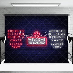 Lofaris Brick Wall Pink White Neon Welcome To Canada Backdrop