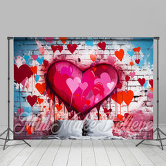 Lofaris Brick Wall Red Heart Pattern Valentines Day Backdrop