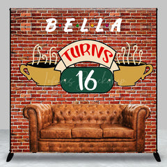 Lofaris Brick Wall Sofa Custom Name 16th Birthday Backdrop