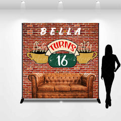 Lofaris Brick Wall Sofa Custom Name 16th Birthday Backdrop