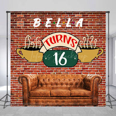 Lofaris Brick Wall Sofa Custom Name 16th Birthday Backdrop