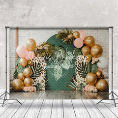 Lofaris Brick Wall Tribal Plants Balloon Cake Smash Backdrop