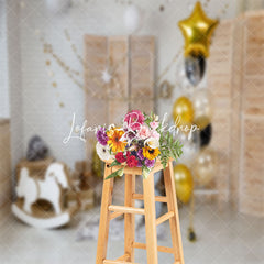 Lofaris Brick Wall Trojan Horse Balloons Cake Smash Backdrop