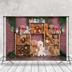 Lofaris Brick Wall Various Teddy Bears Cake Smash Backdrop