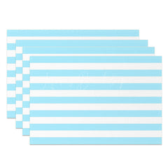 Lofaris Bright Baby Blue White Stripe Set Of 4 Placemats