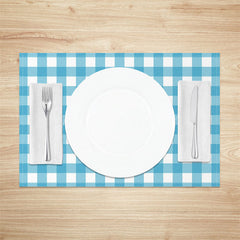 Lofaris Bright Blue White Plaid Modern Set Of 4 Placemats