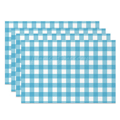 Lofaris Bright Blue White Plaid Modern Set Of 4 Placemats