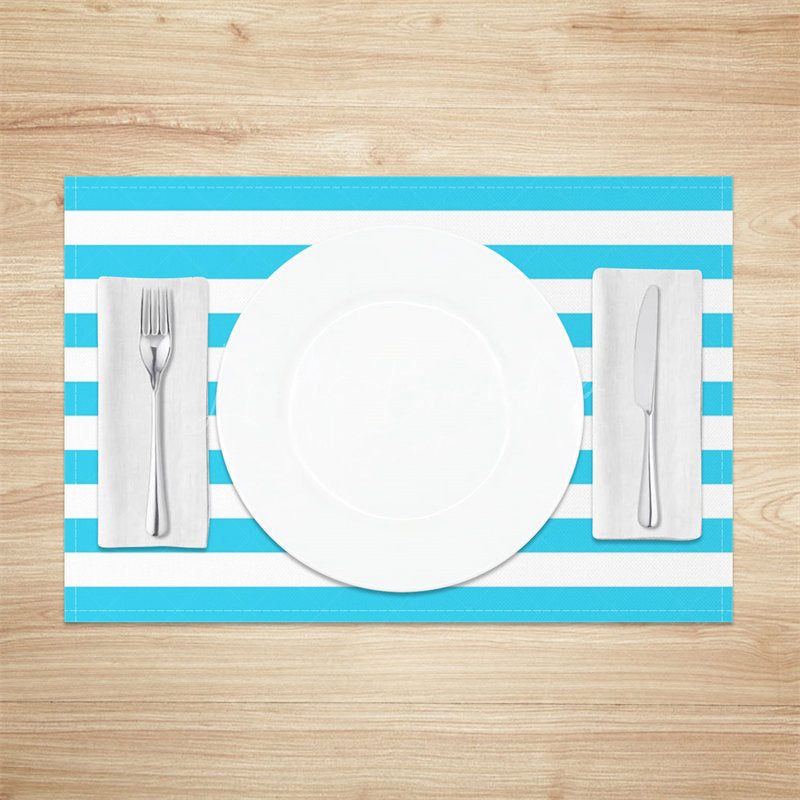 Lofaris Bright Blue White Stripe Dining Set Of 4 Placemats