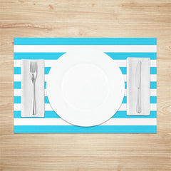 Lofaris Bright Blue White Stripe Dining Set Of 4 Placemats