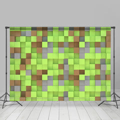 Lofaris Bright Brown And Green Cubes Backdrop For Dance Party