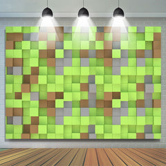 Lofaris Bright Brown And Green Cubes Backdrop For Dance Party