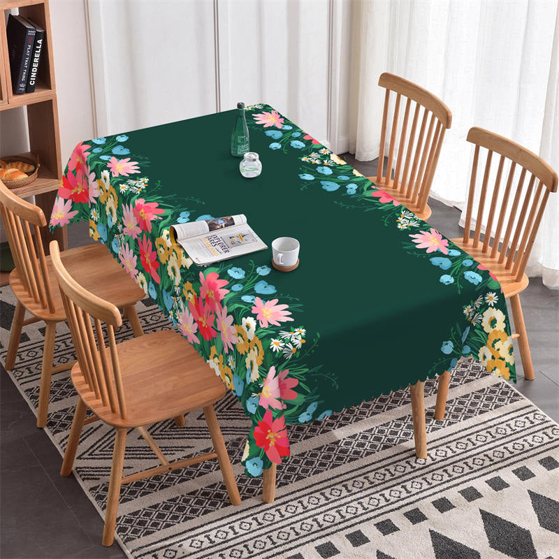 Lofaris Bright Color Flowers Green Tablecloth For Kitchen Decor