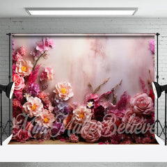 Lofaris Bright Colorful Floral White Wall Fine Art Backdrop