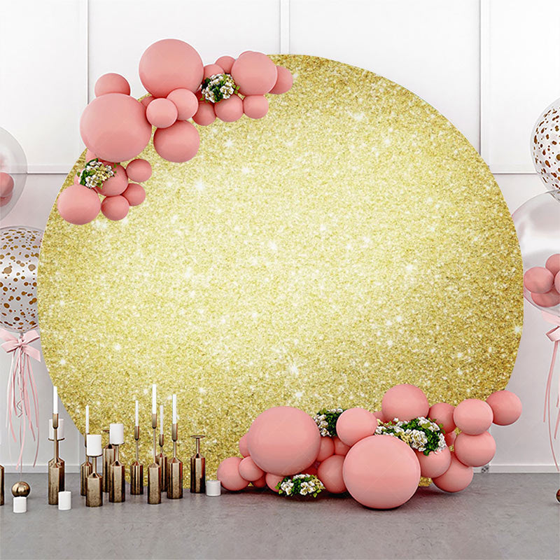 Lofaris Bright Golden Sparkling Round Birthday Backdrop