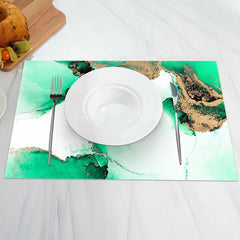 Lofaris Bright Green Gold Abstract Modern Set Of 4 Placemats