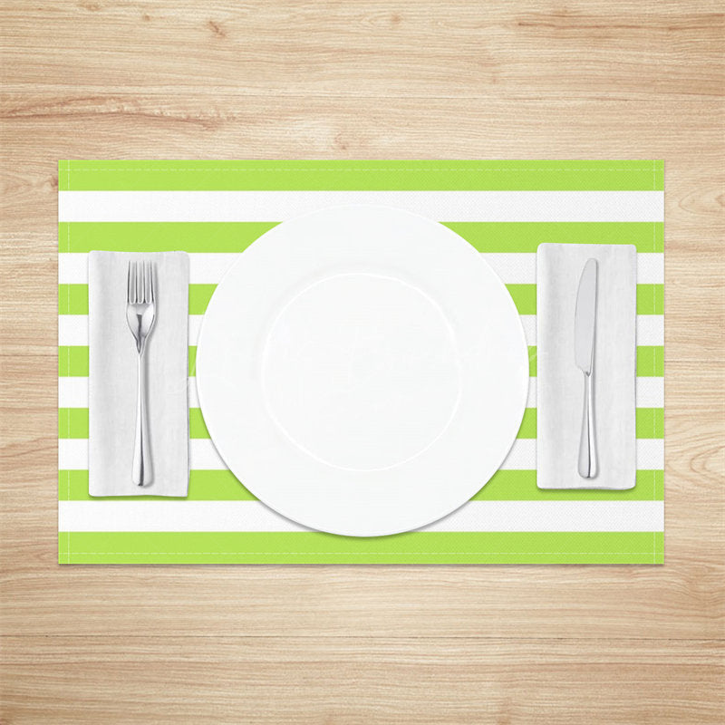 Lofaris Bright Green White Stripe Dining Set Of 4 Placemats