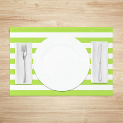 Lofaris Bright Green White Stripe Dining Set Of 4 Placemats