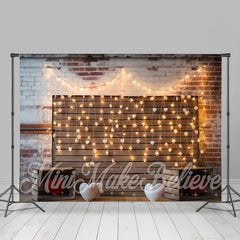 Lofaris Bright Light Brick Wood Wall Valentines Day Backdrop