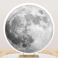 Lofaris Bright Moon Surface Craters Circle Birthday Backdrop