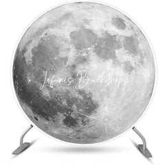 Lofaris Bright Moon Surface Craters Circle Birthday Backdrop