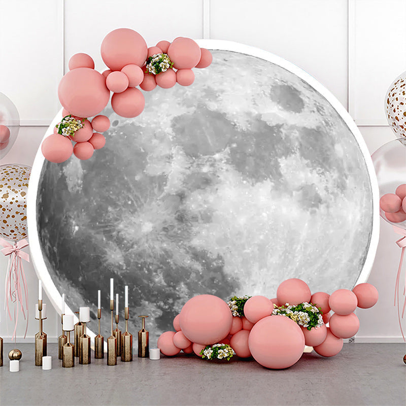 Lofaris Bright Moon Surface Craters Circle Birthday Backdrop