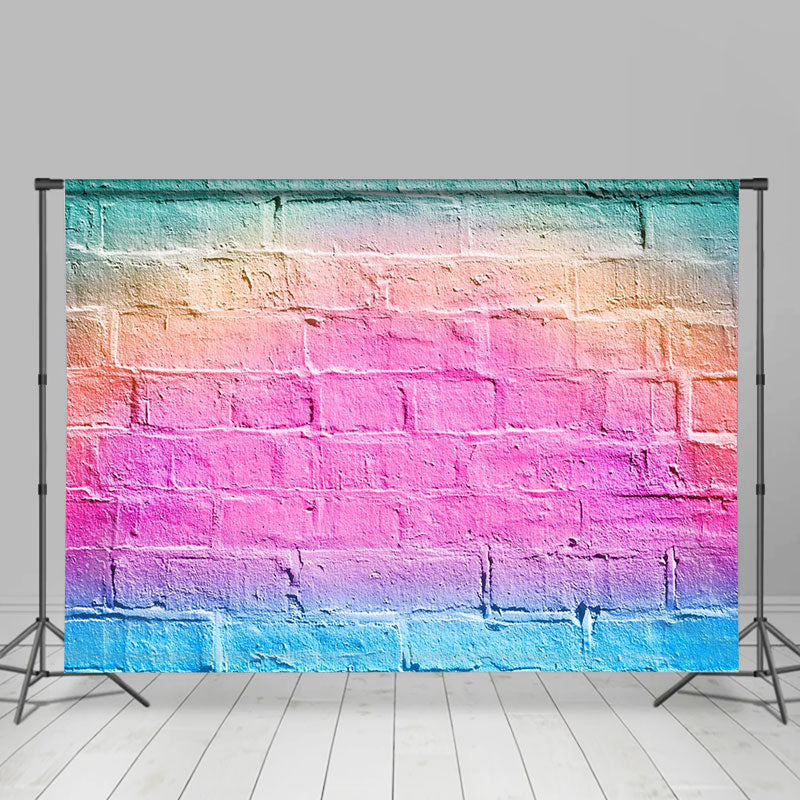 Bright Multicolored Brick Wall Photoshoot Backdrop Lofaris