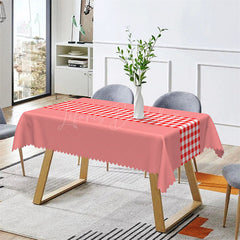 Lofaris Bright Pink Red Gingham Party Rectangle Tablecloth