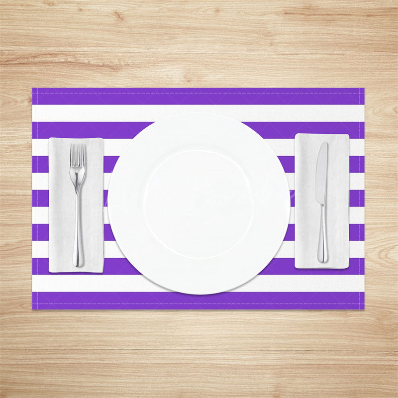 Lofaris Bright Purple White Stripe Dining Set Of 4 Placemats