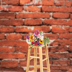 Lofaris Bright Red Brick Wall Backdrop For Portrait Photography