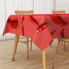 Lofaris Bright Red Chili Kitchen Simple Rectangle Tablecloth